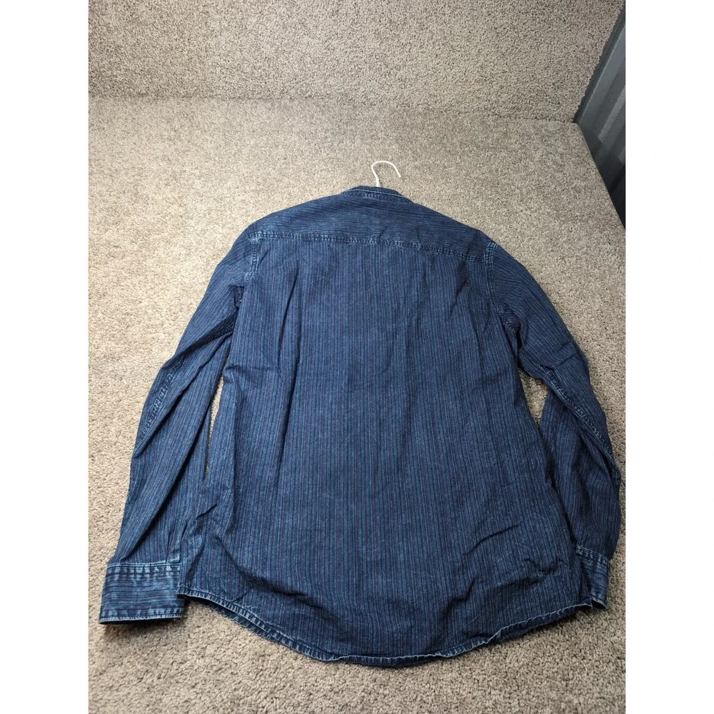 Pepe Jeans London Otto Mens XL Blue Striped‎ Cotton Button Down Shirt PM306280